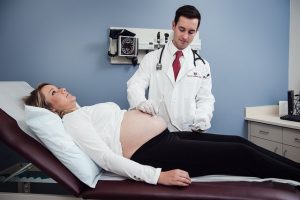 Pregnant woman at check up