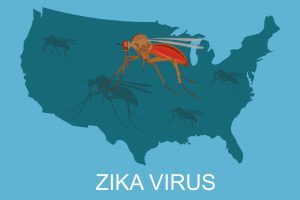 Map of USA and Zika