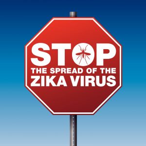 Stop Sign that says Stop the Spread of the Zika Virus