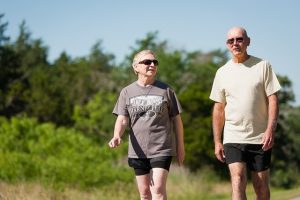 Older couple walking