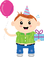 Kids Corner/Boy Holding Gift Wrapped Box and Balloon Icon