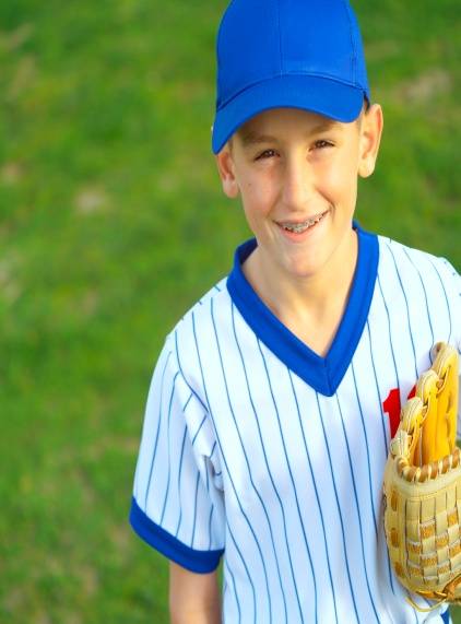 Kids Corner/Boy in Baseball Uniform with Glove Photo