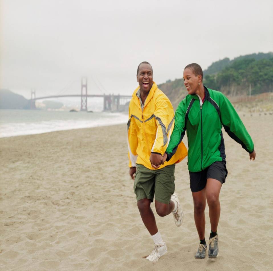 Why Exercise/Couple Running on Beach Photo
