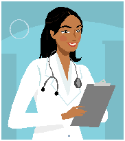 Daily Self Care/Female Doctor with Stethoscope and Clipboard Icon