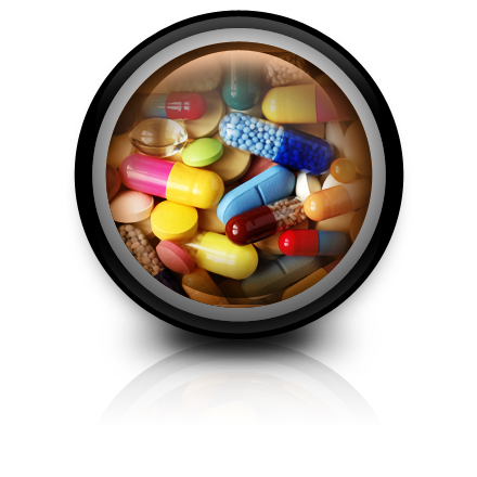 Daily Self Care/Fisheye View of Assorted Pills