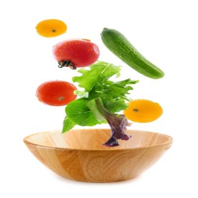 Daily Self Care/Fruits and Vegetables Flying Above Bowl Photo