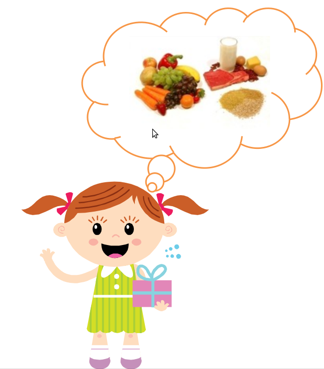 Kids Corner/Girl Thinking About Food Groups Icon