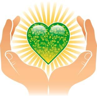 Daily Self Care/Shining, Green Heart Between Hands Icon