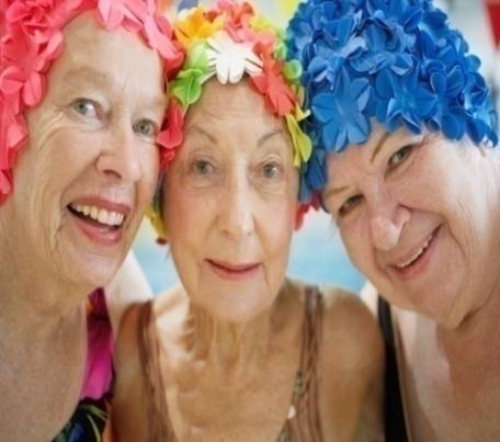 Daily Self Care/Three Old Ladies in Swimsuits Close-up Photo